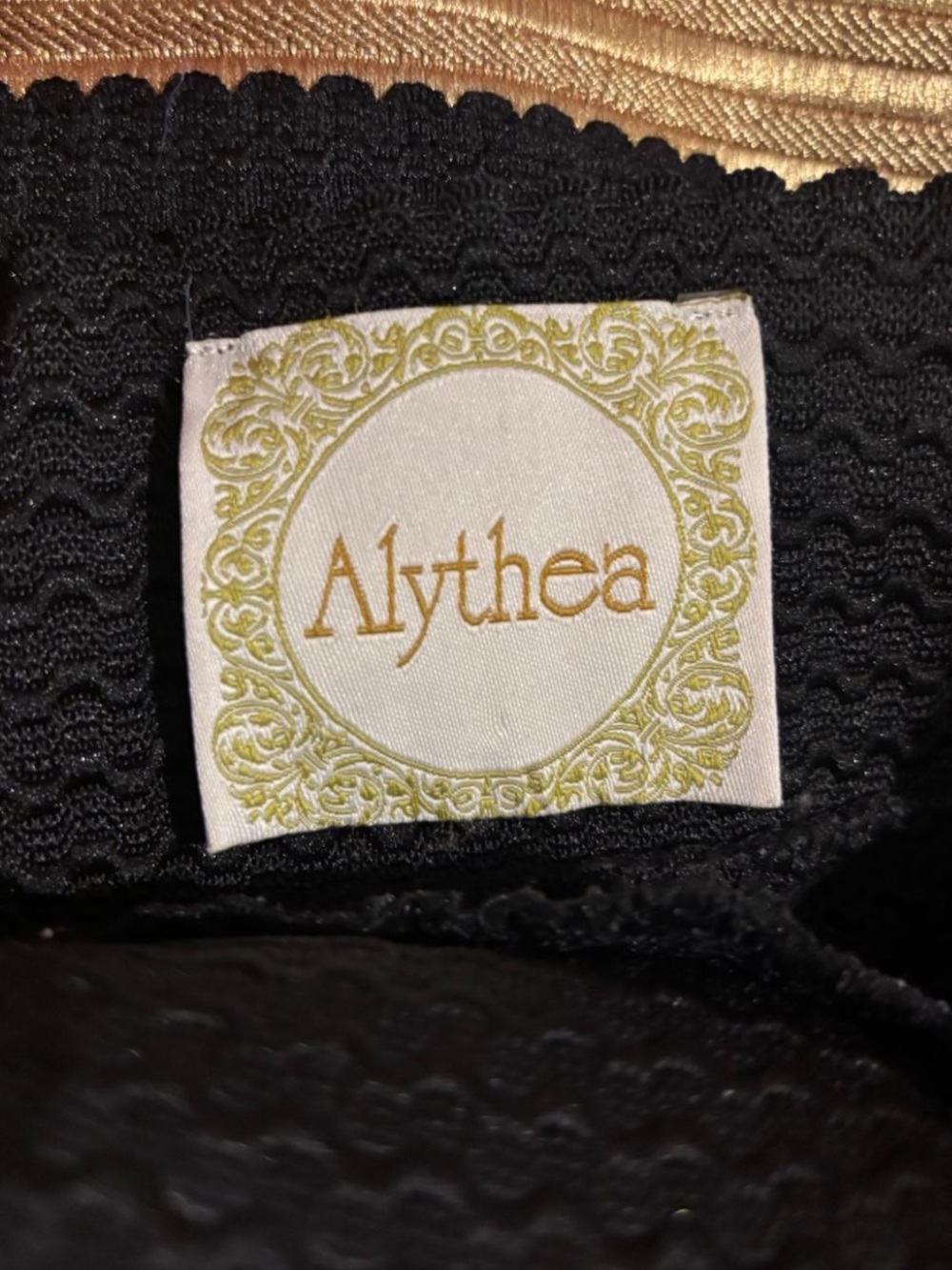 Alythea Black & Gold Strapless Fit & Flare Cocktail Dress Sz S/M - Picture 5 of 7